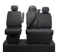 UK Custom Covers To Fit Nissan Interstar (2022-2024) Tailored Front Seat Covers (NO Split Passenger Base WITH Folding Middle Seat) Black - SC236BAD19