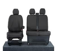 UK Custom Covers To Fit The All New Transit Custom (2023 Onwards) Tailored Heavy Duty Waterproof Front Seat Covers (Single/Double NO Pull Down Tray) Black - SC335BAD2