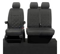 UK Custom Covers To Fit VW Transporter T5/T5.1 (2003-2015) Tailored Leatherette Front Seat Covers (Single/Double) Black SC209AD3