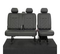 UK Custom Covers To Fit VW Transporter T5/T5.1 Shuttle (2003-2015) Tailored Leatherette 2nd Row Seat Covers Double Bentley Stitch (Single/Double) Black SC1164BAD3