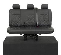 UK Custom Covers To Fit VW Transporter T5/T5.1 Shuttle (2003-2015) Tailored Leatherette 3rd Row Bench Seat Covers Double Bentley Stitch Black SC1165BAD3