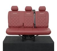 UK Custom Covers To Fit VW Transporter T6/T6.1 (2015 Onwards) Tailored Leatherette Rear Seat Covers with 'Transporter' Embroidery (Rear Bench 2nd OR 3rd Row) Red - SC967RAD13