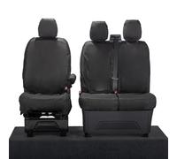 UK Custom Covers TRADE334B Front Seat Covers (Single/Double WITH Pull Down Tray) Black - To Fit Ford Transit Custom (2023 Onwards)