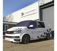 UK Custom Covers VW T6 Windscreen Cover - Window Blackout Cover/Van Sun Shade with Waterproof Frost Protection and for Volkswagen Transporter, Caravelle, Kombi and Shuttle (Pop Top Van, Navy)