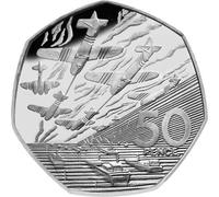 UK-Delightech 1994 Royal Mint D-Day Normandy Landings Brilliant Uncirculated Proof 50 Fifty Pence encapsulated in Lighthouse Everslab Coin Holders