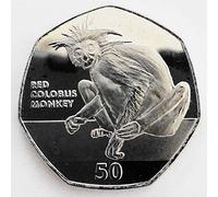 UK-Delightech 2018 Gibraltar Primates Diamond Finish UNC 50p Series: Red Colobus Monkey Extremely Rare : 950
