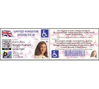 UK Disabled ID Card, Photo ID with Personalised Medical Conditions Display, QR Code and Barcode