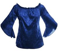 UK Dispatch Crush Velvet Flared 3/4 Sleeve Gypsy Top Lush Gothic Range Ladies Plus Size,18,Blue