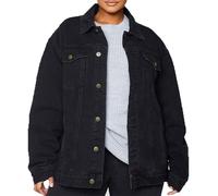 UK Dispatch Ladies Plus Size New Black Denim Wash Oversized Boyfriend Jacket 100% Cotton