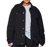 UK Dispatch Ladies Plus Size New Black Denim Wash Oversized Boyfriend Jacket 100% Cotton,22