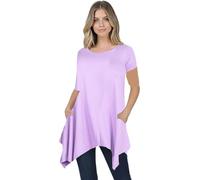 UK Dispatch Womens Hanky Hem Floaty Swing Top Droop D Ring Pockets Ladies Plus Size,24,Lilac