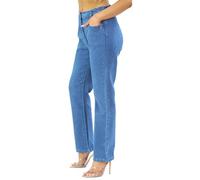 UK Dispatch Womens Side Elastic Waist Jeans Straight Leg Regular Fit 31" Leg Tall Ladies