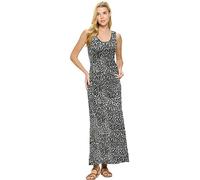 UK Dispatch Womens Sleeveless Maxi Dress Scoop Neck Plain Print 55 Inches Long Ladies Plus,16,Animal Grey
