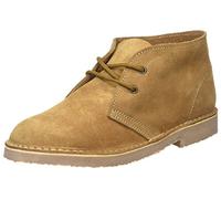Roamers Unisex Suede Leather Lace-Up Fashion Ankle Desert Boots - Stone Real Suede, Mens UK 5 / EU 39