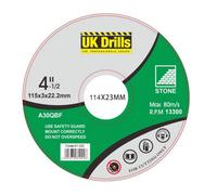 Uk Drills 100 X 3 X 16mm Straight Stone Cutting Disc, For Concrete & Brick