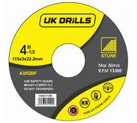 Uk Drills 115mm Flat Stone Cutting Disc 100 Pack, For Angle Grinders