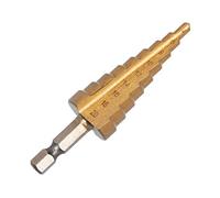 UK Drills HSS Step Drill Bit 4-20mm, 9 Steps (Every 2mm), Titanium Coated, Hex Shank, Lots of Hole Sizes from One Bit, for Sheet Metal and Thin Materials