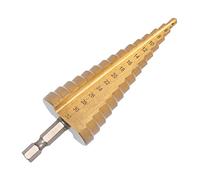 UK Drills HSS Step Drill Bit 4-32mm, 15 Steps (Every 2mm), Titanium Coated, Hex Shank, Lots of Hole Sizes from One Bit, for Sheet Metal and Thin Materials