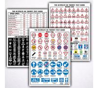 UK Driving Theory Test Posters Set A3 - Road Signs Chart, Speed Limits Guide & Dashboard Warning Lights - Learner Driver Revision Posters for DVSA Theory Test Study