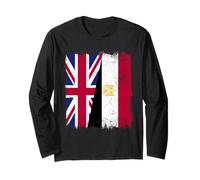 UK Egypt Half Flag British Egyptian Heritage Long Sleeve T-Shirt