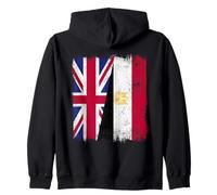 UK Egypt Half Flag British Egyptian Heritage Zip Hoodie