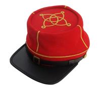 UK EMPIRE GROUP American Civil War 1st Lieutenant Kepi, Artillery Red 100% Wool Cloth With Gold Braid Forage Cap/Hat (US, Alpha, X-Large, Red)