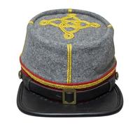 UK EMPIRE GROUP American Civil War Officer Captain Kepi (CSA) Red Band - Confederate Grey Wool Hat/Cap (Small)