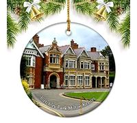 UK England Bletchley Park Milton Keynes Christmas Ornaments for Tree Ceramic Pendant Double Sided Ornament Decor Xmas Gifts Porcelain Travel Souvenirs