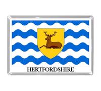 UK ENGLAND - ENGLISH HISTORIC COUNTY FLAGS Jumbo Fridge Magnets (39 DESIGNS) - Overall Size 9.7cm by 6.7cm (Hertfordshire)