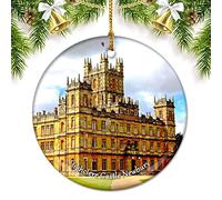 UK England Highclere Castle Newbury Christmas Ornaments for Tree Ceramic Pendant Double Sided Ornament Decor Xmas Gifts Porcelain Travel Souvenirs
