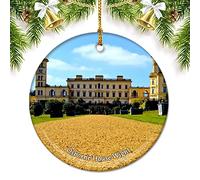 UK England Osborne House Wight Christmas Ornaments for Tree Ceramic Pendant Double Sided Ornament Decor Xmas Gifts Porcelain Travel Souvenirs