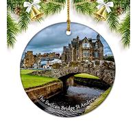 UK England The Swilcan Bridge St Andrews Christmas Ornaments for Tree Ceramic Pendant Double Sided Ornament Decor Xmas Gifts Porcelain Travel Souvenirs