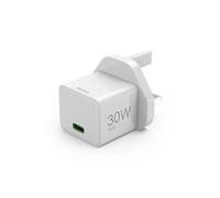 UK Fast Charger, USB-C, PD/Qualcomm®/GaN, Mini-Charger, 30 W, white