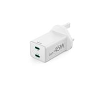 UK Fast Charger, USB-C, PD/Qualcomm®/GaN, Mini-Charger, 45 W, white