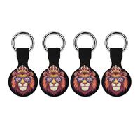 UK Flag British Lion Glasses Compatible for AirTag Holder with Keychain Silicone Protective Case Cover 4PCS