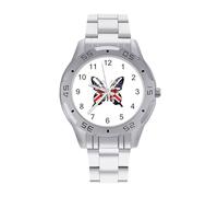 UK Flag Butterfly Britain Men's Watches Stainless Steel Watch Strap Analog Quartz Watch Business Wristwatches