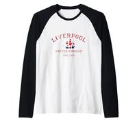 UK Flag Inside A Vintage Sailboat Liverpool England Travel Raglan Baseball Tee