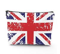 UK Flag,Linen Makeup Bags for Women,Grunge Flag of United Kingdom,Cosmetic Bag Toiletry Bag Travel Case Waterproof,Makeup Pouch Bag for Purse,Red White Blue,7x9in