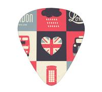 Uk Flag London Symbol Guitar Pick 12 Packs Guitar Plectrums Best Musical Gift Including 0.46mm/0.71mm/0.96mm