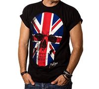 UK Flag Mens T-Shirt Union Jack Skull Black Size XL