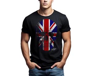 UK Flag Mens T-Shirt Union Jack Skull Black Size XXXL