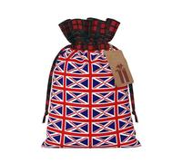 Uk Flag Print Christmas Wrapping Bags Gift Bags With Drawstring, Xmas Party Presents And Favors