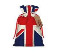 Uk Flag Printed Christmas Drawstring Gift Bags-Xmas Wrapping Bags,Candy Bag,For Holiday Party Decorations,Wedding Party Supplies S Red Ribbon