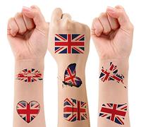 UK Flag Temporary Tattoos Union Uk British Flag Waterproof Tattoos Stickers for Birthday of Her Majesty Queen Elizabeth national holiday International Competitions Face Tattoo Stick