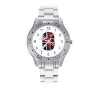 UK Flag Thumb Print Britain Men's Watches Stainless Steel Watch Strap Analog Quartz Watch Business Wristwatches