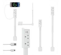 UK Flat Plug Extender for Behind Furniture | 180° Rotatable Socket with USB-A & USB-C Ports | Outlet Extender for Sofa, Bedside & Desk