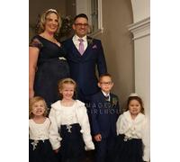 UK Flower Girl Boutique Boho Dreams Dress - Navy Blue Applique - 5/6 years