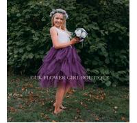 UK Flower Girl Boutique Boho Dreams Dress - Purple Plum Applique - 4/5 years