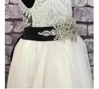 UK Flower Girl Boutique Diamante Glamour Sash - Various Colours - Black