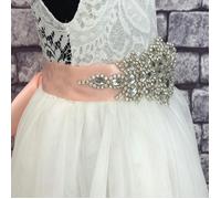 UK Flower Girl Boutique Diamante Glamour Sash - Various Colours - Blush